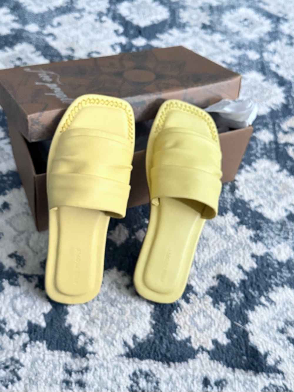 Free People Lemon Yellow Padded Slide Mules